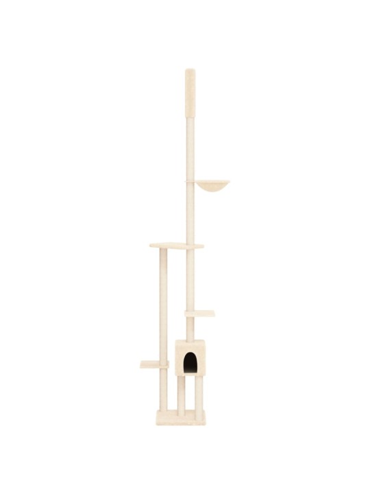 Kočičí strom ke stropu krémový 258,5–284,5 cm