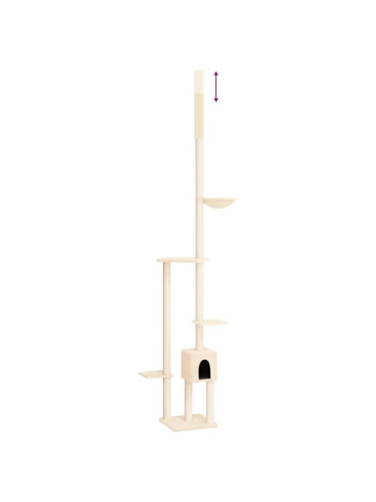 Kočičí strom ke stropu krémový 258,5–284,5 cm