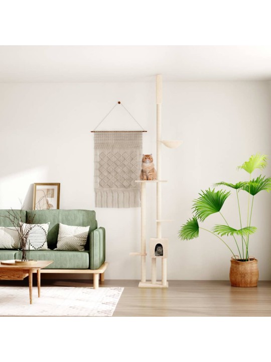 Kočičí strom ke stropu krémový 258,5–284,5 cm