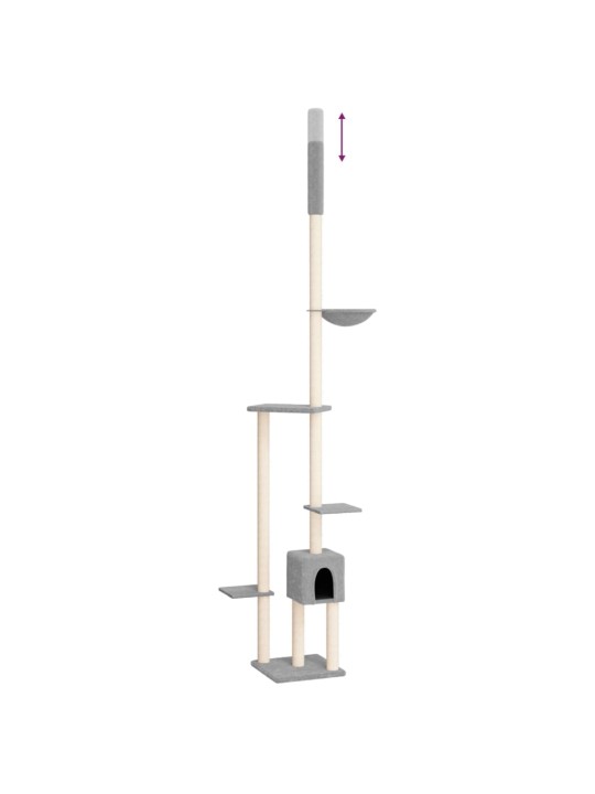 Kočičí strom ke stropu světle šedý 258,5–284,5 cm