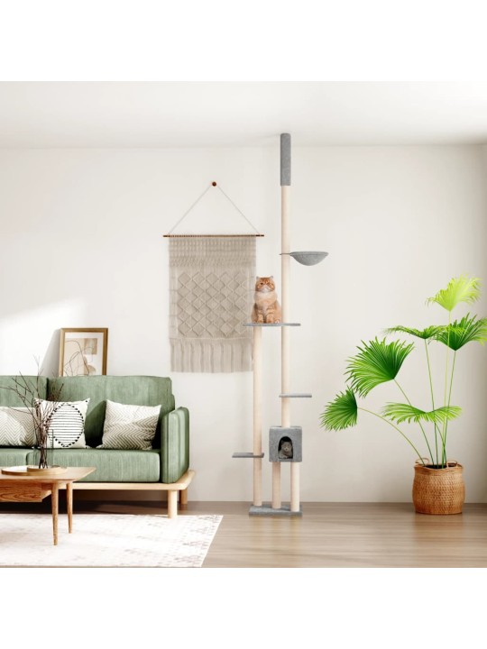 Kočičí strom ke stropu světle šedý 258,5–284,5 cm