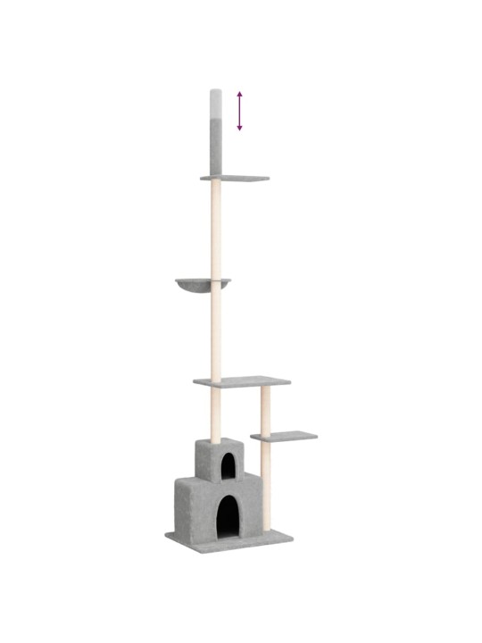 Kočičí strom ke stropu světle šedý 250,5–276,5 cm