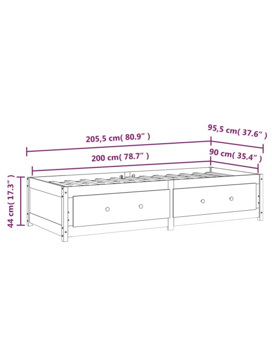 Válenda šedá 90 x 200 cm masivní borové dřevo