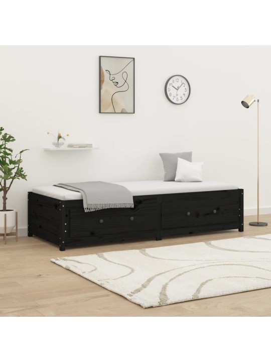 Válenda černá 75 x 190 cm Small Single masivní dřevo