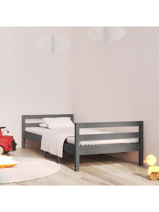 Rám postele šedý 75 x 190 cm masivní borové dřevo