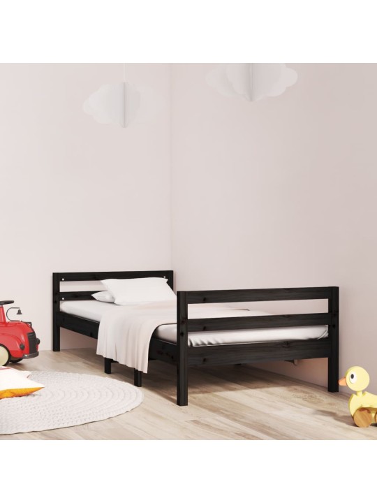 Rám postele černý 75 x 190 cm masivní borové dřevo