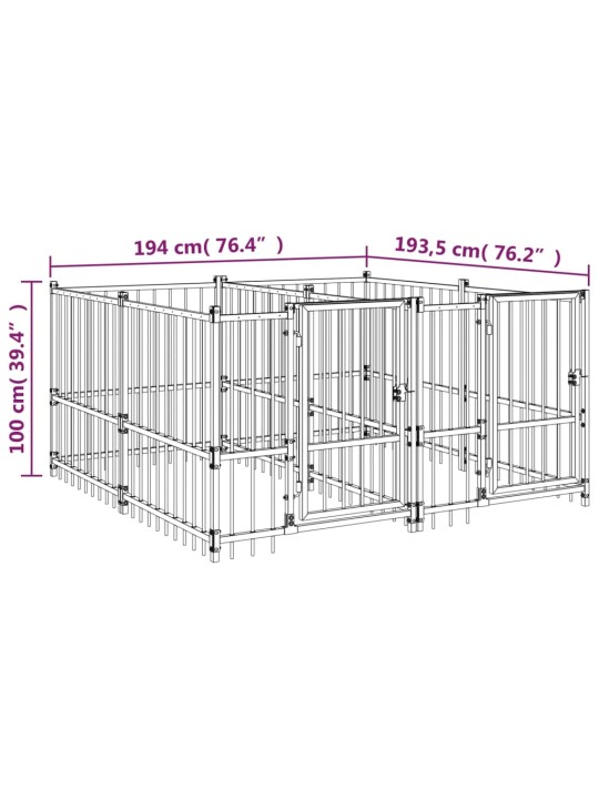 Venkovní psí kotec ocel 3,75 m²