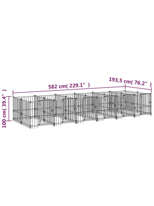 Venkovní psí kotec ocel 11,26 m²