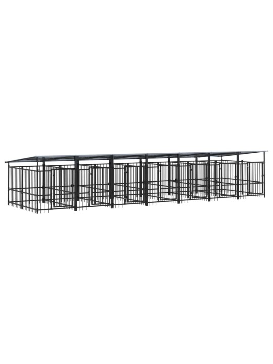 Venkovní psí kotec se střechou ocel 13,14 m²