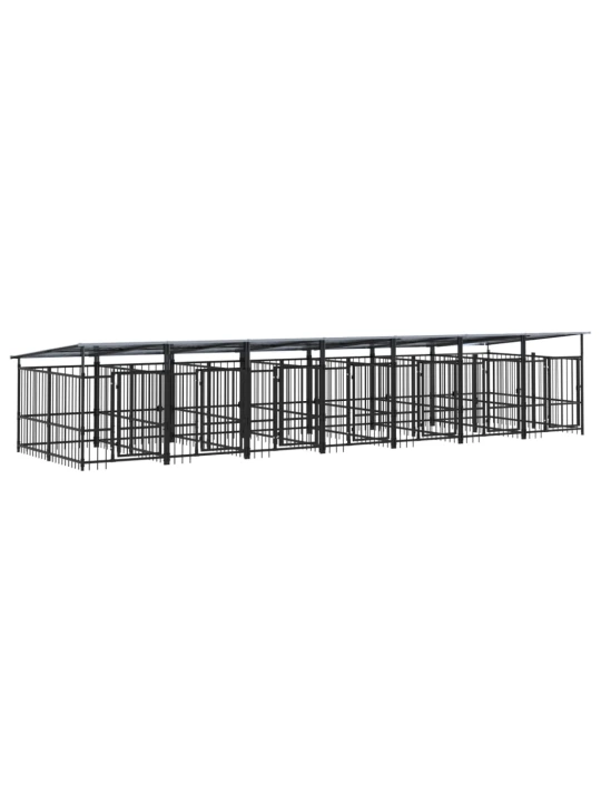 Venkovní psí kotec se střechou ocel 13,14 m²