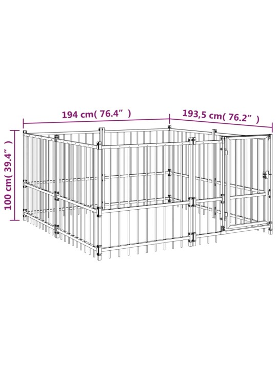 Venkovní psí kotec ocel 3,75 m²