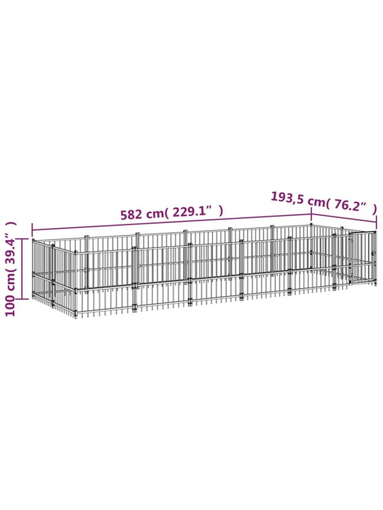 Venkovní psí kotec ocel 11,26 m²