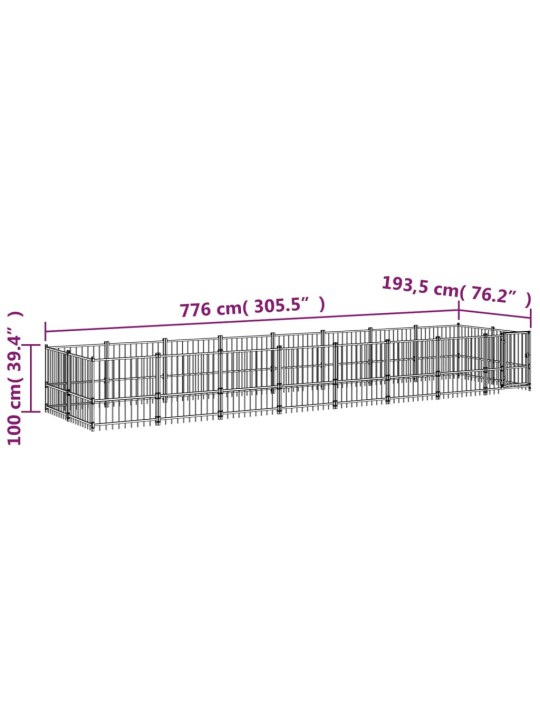 Venkovní psí kotec ocel 15,02 m²