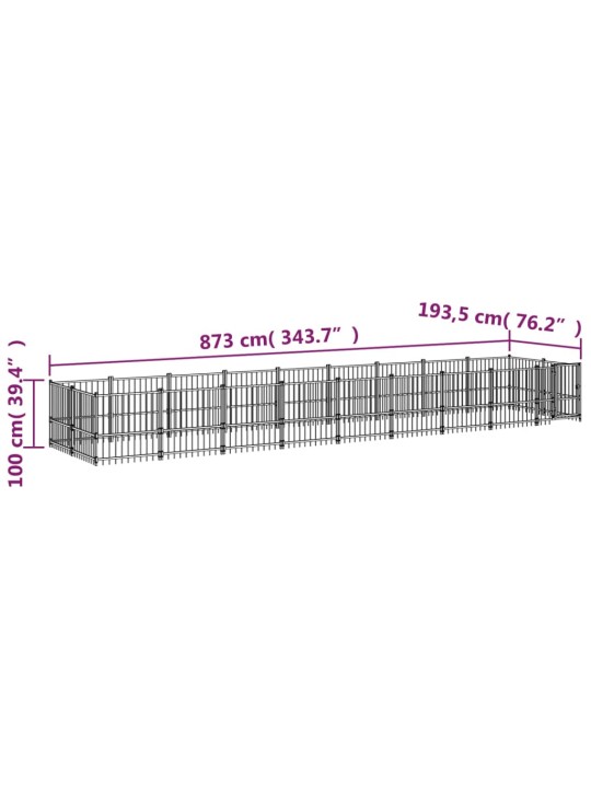 Venkovní psí kotec ocel 16,89 m²