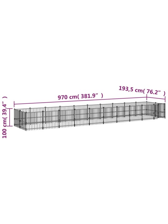 Venkovní psí kotec ocel 18,77 m²