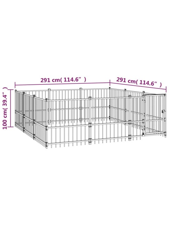 Venkovní psí kotec ocel 8,47m²