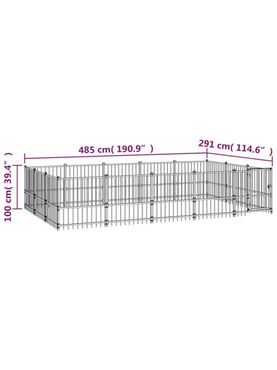 Venkovní psí kotec ocel 14,11 m²