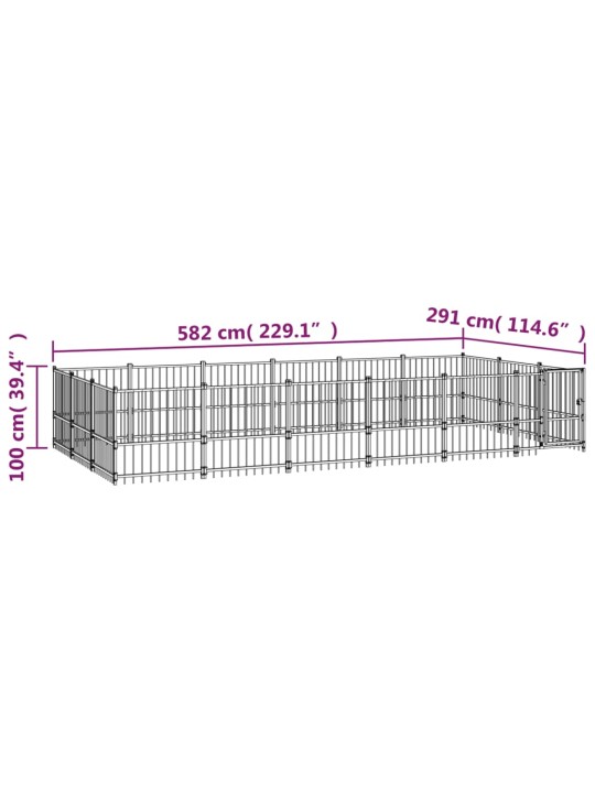 Venkovní psí kotec ocel 16,94 m²