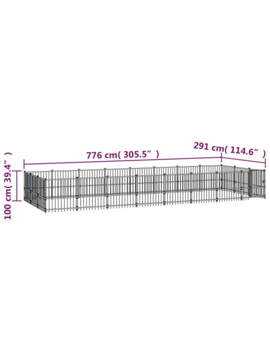 Venkovní psí kotec ocel22,58m²