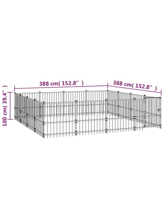 Venkovní psí kotec ocel 15,05 m²