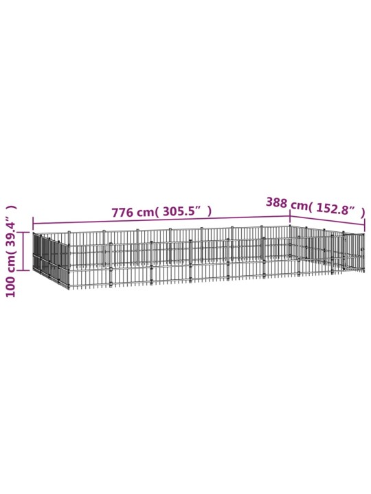 Venkovní psí kotec ocel 30,11 m²