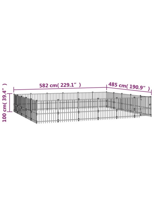 Venkovní psí kotec ocel 28,23m²