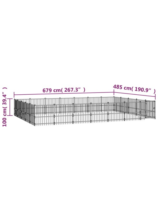 Venkovní psí kotec ocel 32,93 m²