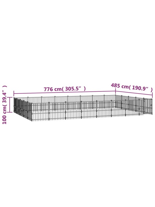 Venkovní psí kotec ocel 37,64 m²