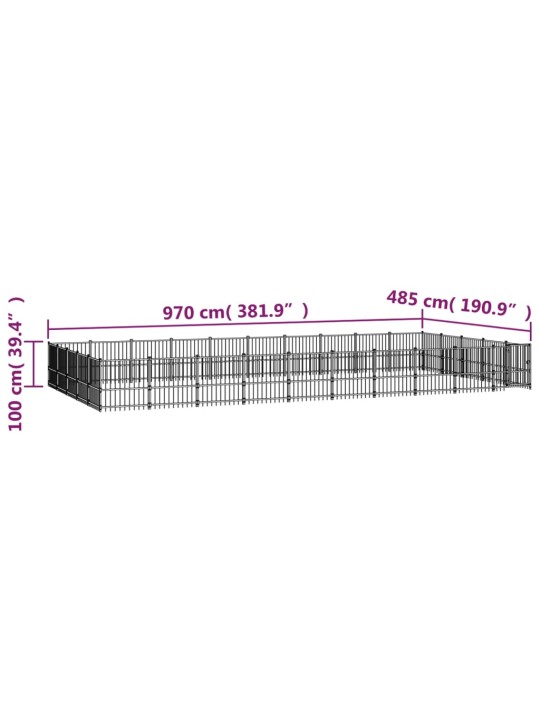 Venkovní psí kotec ocel 47,05 m²