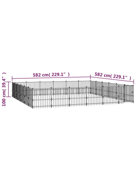 Venkovní psí kotec ocel 33,87 m²