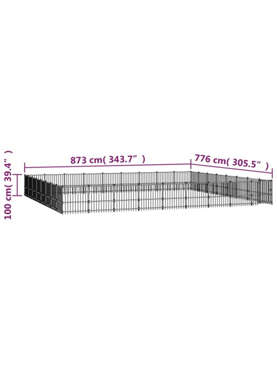 Venkovní psí kotec ocel 67,74 m²