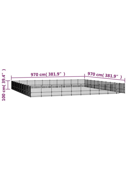 Venkovní psí kotec ocel 94,09 m²