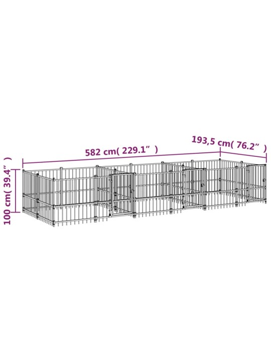 Venkovní psí kotec ocel 11,26 m²