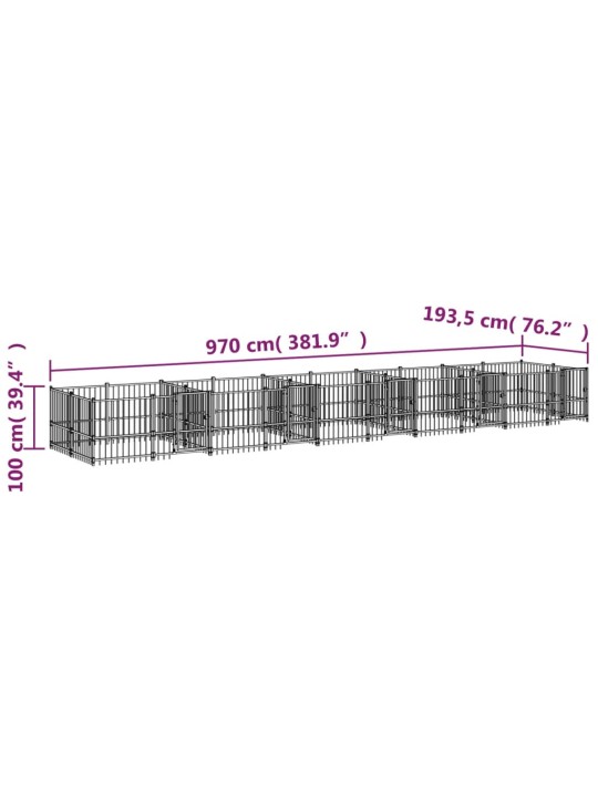 Venkovní psí kotec ocel 18,77 m²