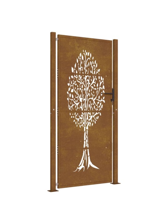 Zahradní branka 105 x 205 cm cortenová ocel design stromu