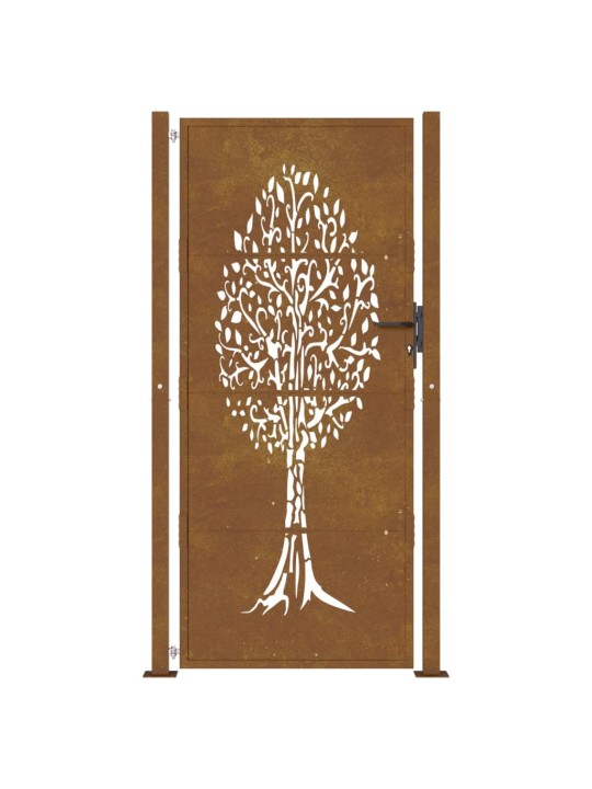 Zahradní branka 105 x 205 cm cortenová ocel design stromu