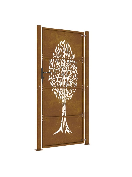Zahradní branka 105 x 205 cm cortenová ocel design stromu