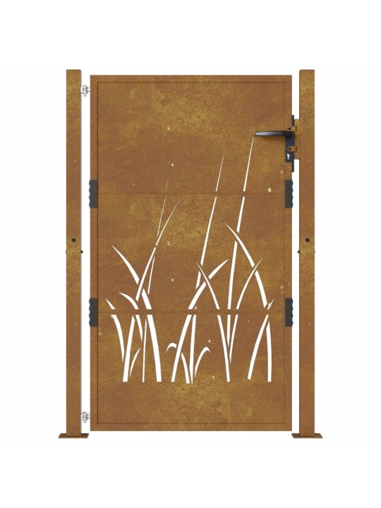 Zahradní branka 105 x 130 cm cortenová ocel Tráva