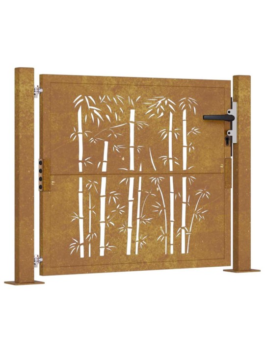 Zahradní branka 105 x 80 cm cortenová ocel bambus