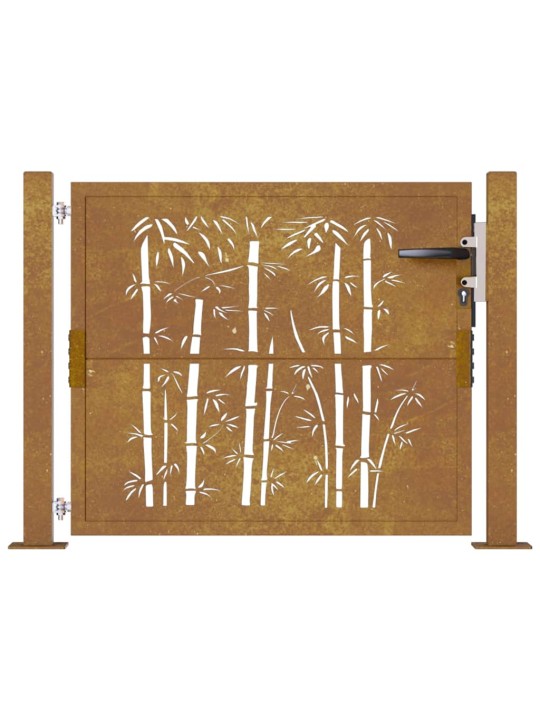 Zahradní branka 105 x 80 cm cortenová ocel bambus