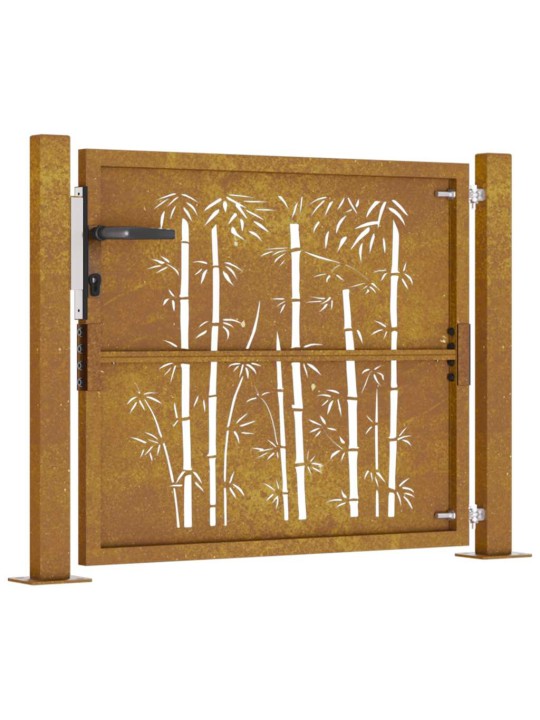 Zahradní branka 105 x 80 cm cortenová ocel bambus