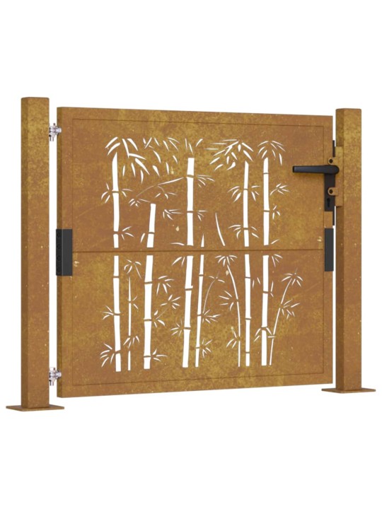 Zahradní branka 105 x 105 cm cortenová ocel Bambus