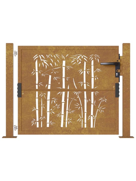 Zahradní branka 105 x 105 cm cortenová ocel Bambus