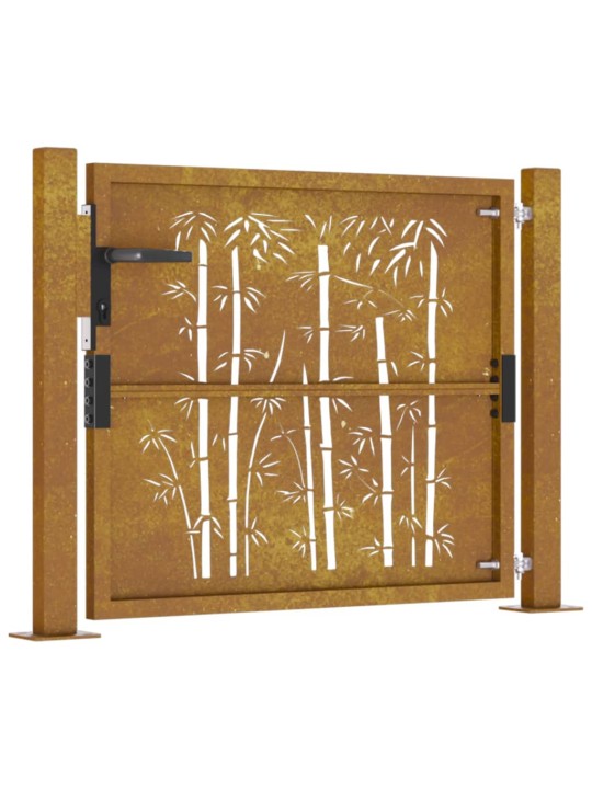 Zahradní branka 105 x 105 cm cortenová ocel Bambus