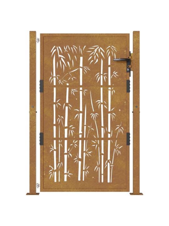 Zahradní branka 105 x 130 cm cortenová ocel Bambus