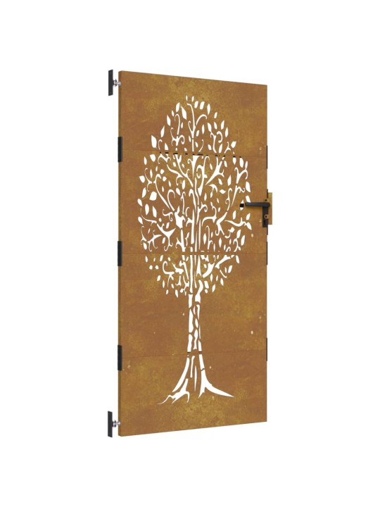 Zahradní branka 85 x 175 cm cortenová ocel Strom