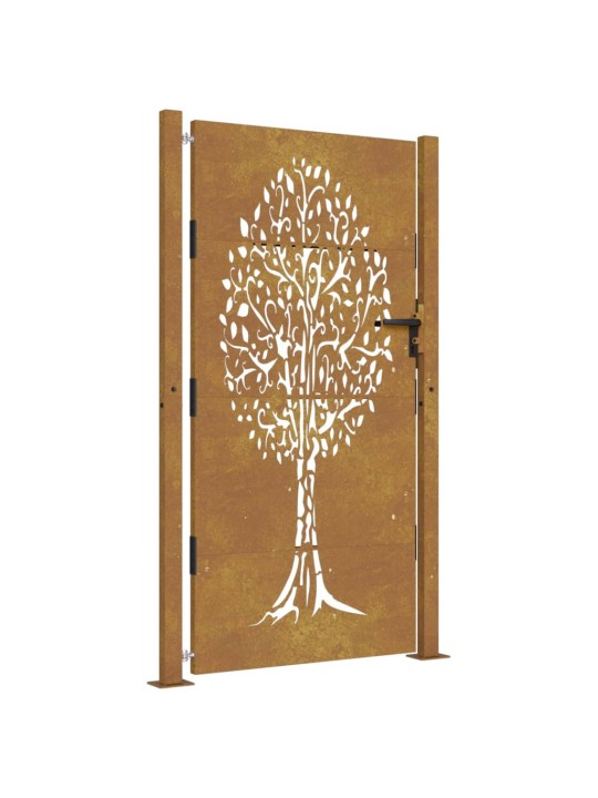 Zahradní branka 105 x 205 cm cortenová ocel design stromu
