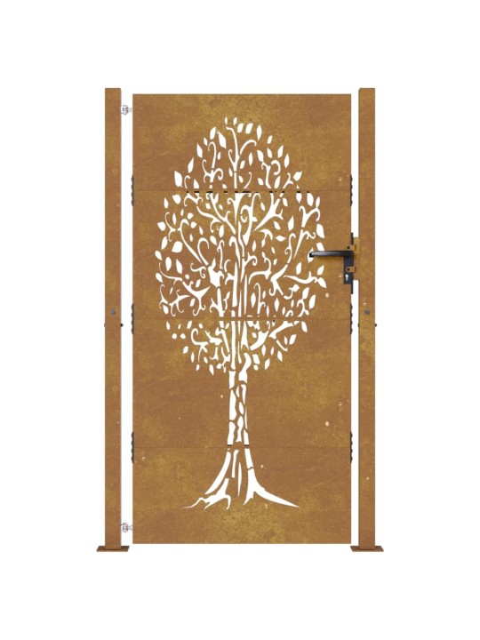 Zahradní branka 105 x 205 cm cortenová ocel design stromu