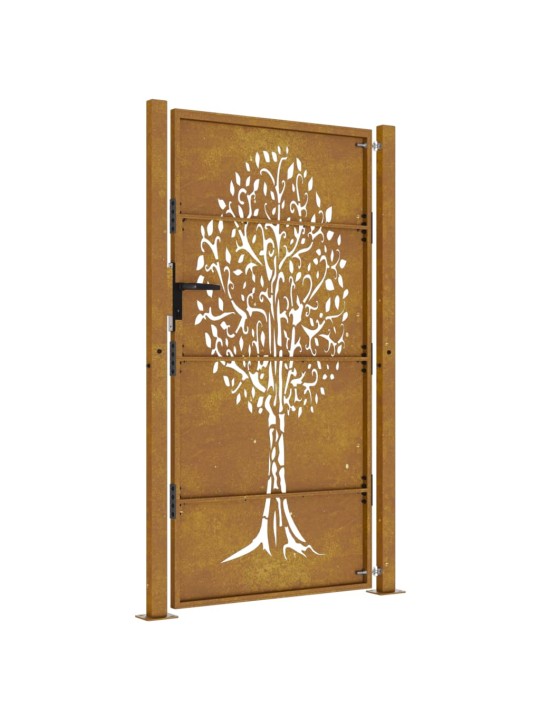 Zahradní branka 105 x 205 cm cortenová ocel design stromu