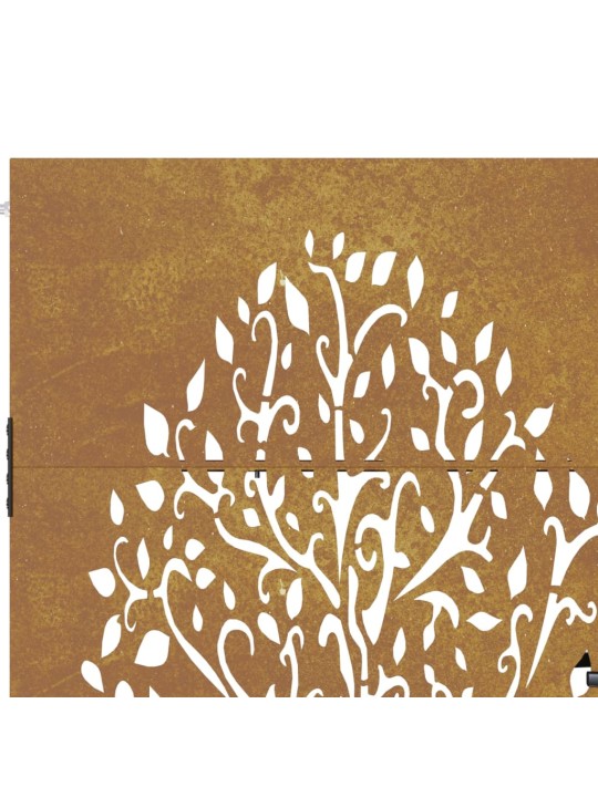 Zahradní branka 105 x 205 cm cortenová ocel design stromu